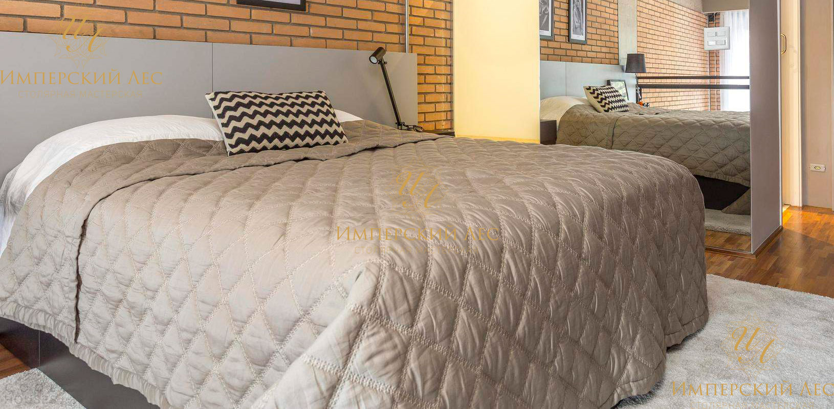 Кровать "Лондон" из массива бука для интерьера в стиле Loft