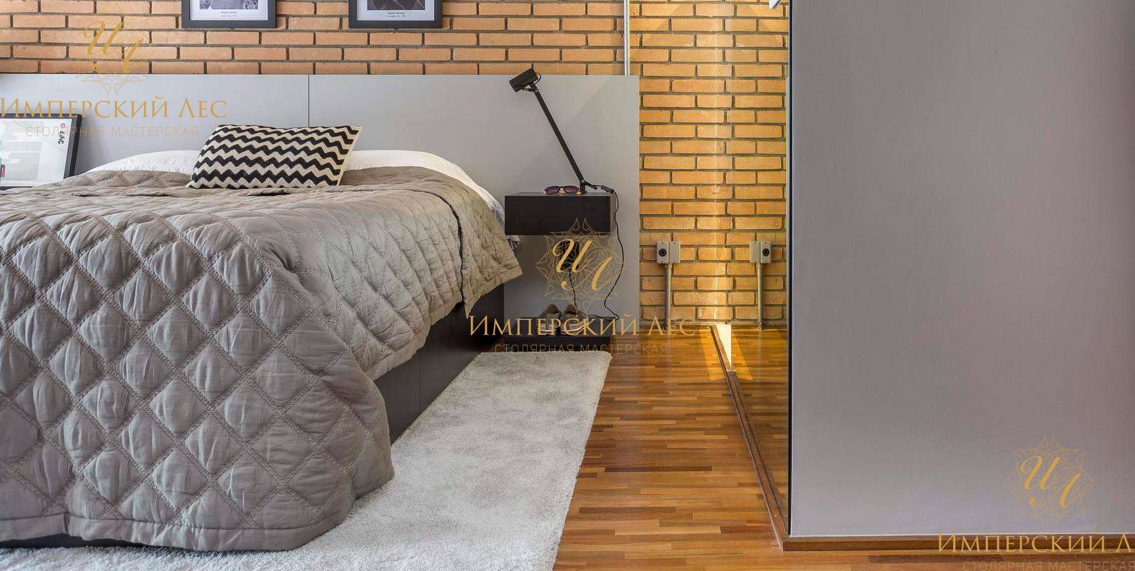 Кровать "Лондон" из массива бука для интерьера в стиле Loft