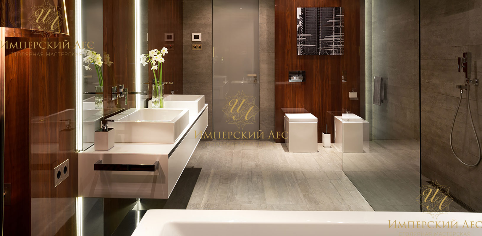 Дизайнерская тумба под две раковины IW-Duravit Luv