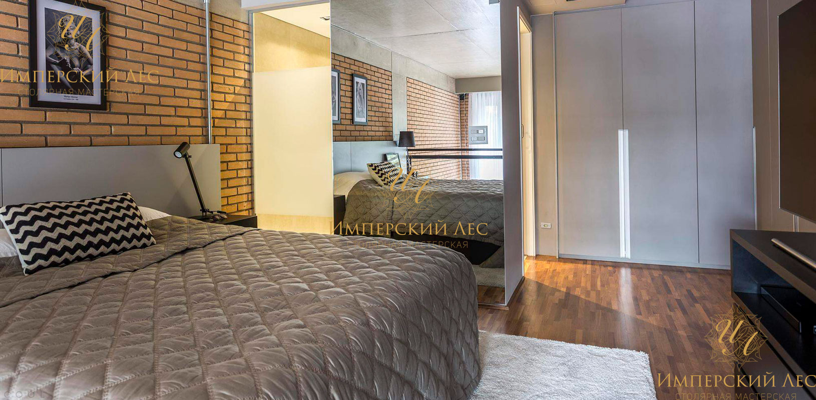 Кровать "Лондон" из массива бука для интерьера в стиле Loft